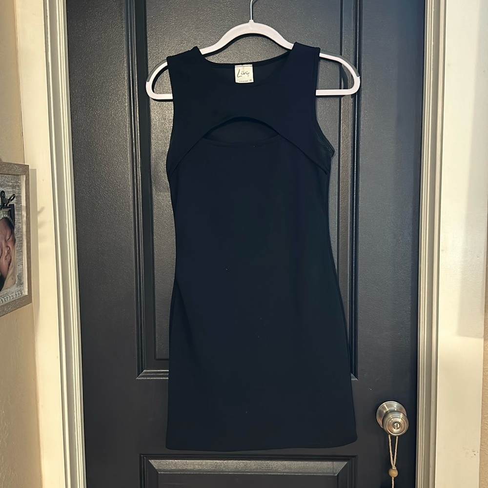 black midi dress